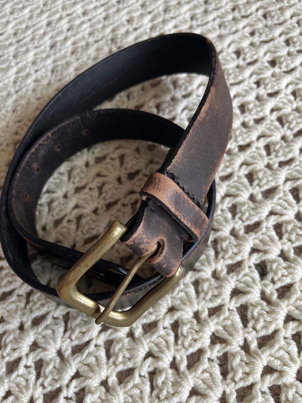 Vintage Y2K Brown Leather Belt Ralph Lauren Western Women's Size Large
